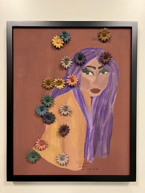 The Girl in Purple with Flowers