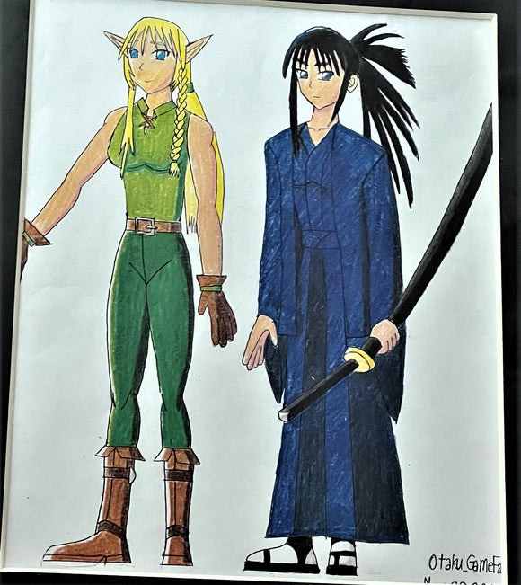 Elf and Samurai Drawing